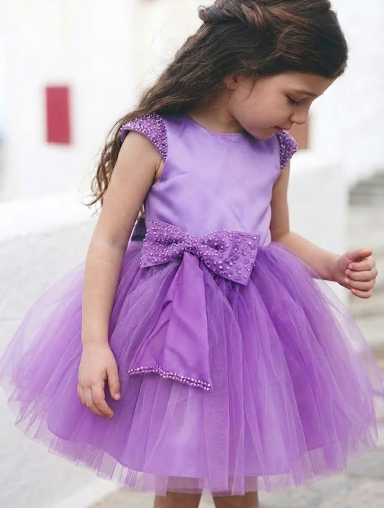 Robe Tutu Fille Violet Perlé – Robe Princesse Enfant Tulle & Perles