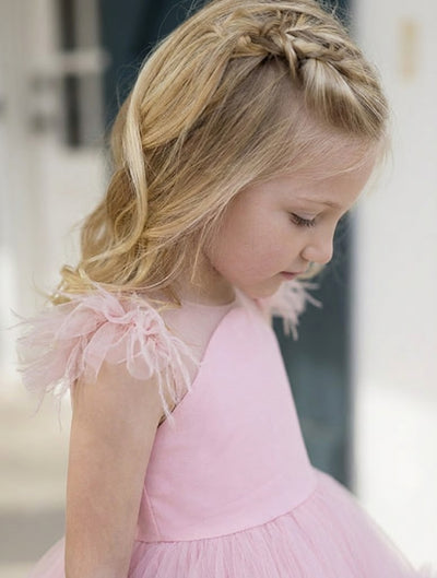 Robe Mesh Rose en Tulle – Robe Princesse Fille Cérémonie