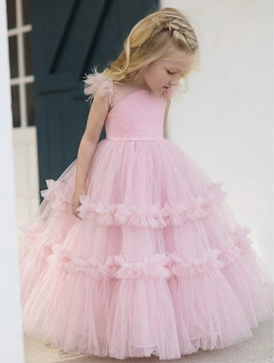 Robe Mesh Rose en Tulle – Robe Princesse Fille Cérémonie