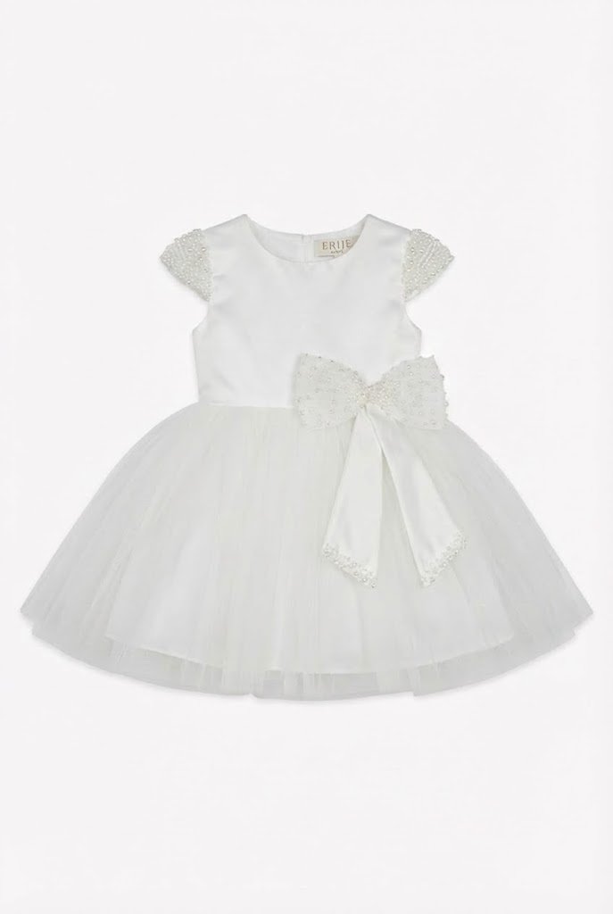 Robe Tutu Fille Blanc Perlé – Robe Princesse Enfant Tulle & Perles