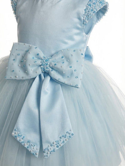 Robe Tutu Fille Bleu Perlé – Robe Princesse Enfant Tulle & Perles
